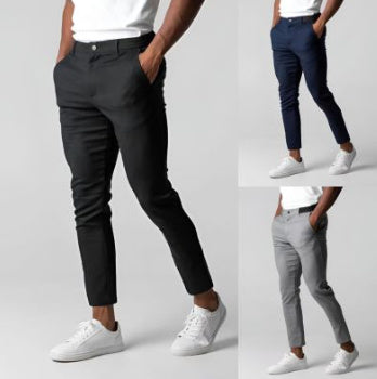 Comfortable Solid Color Pants Elegant Slim Fit