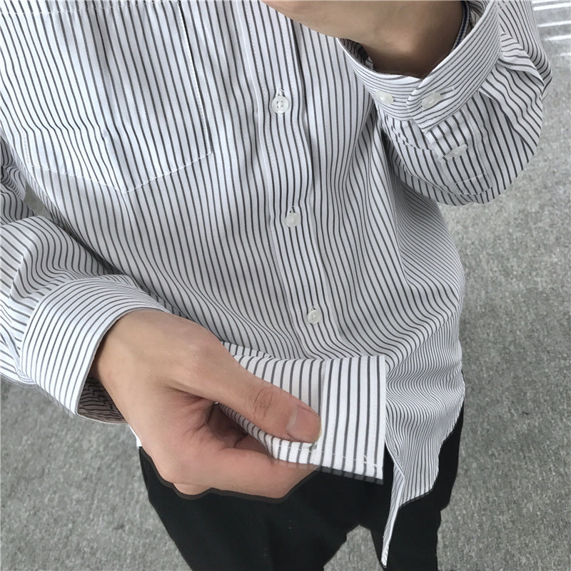Long Sleeved Striped Shirt For Men With Slim Base Shirt