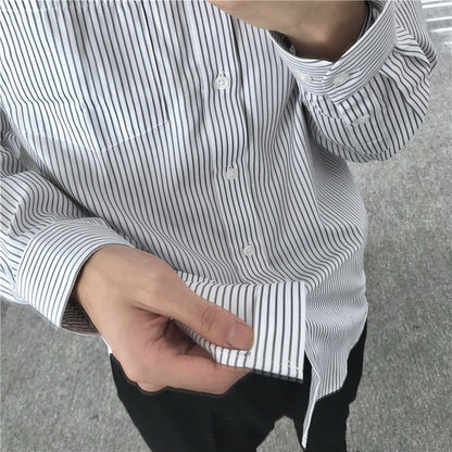 Long Sleeved Striped Shirt For Men With Slim Base Shirt