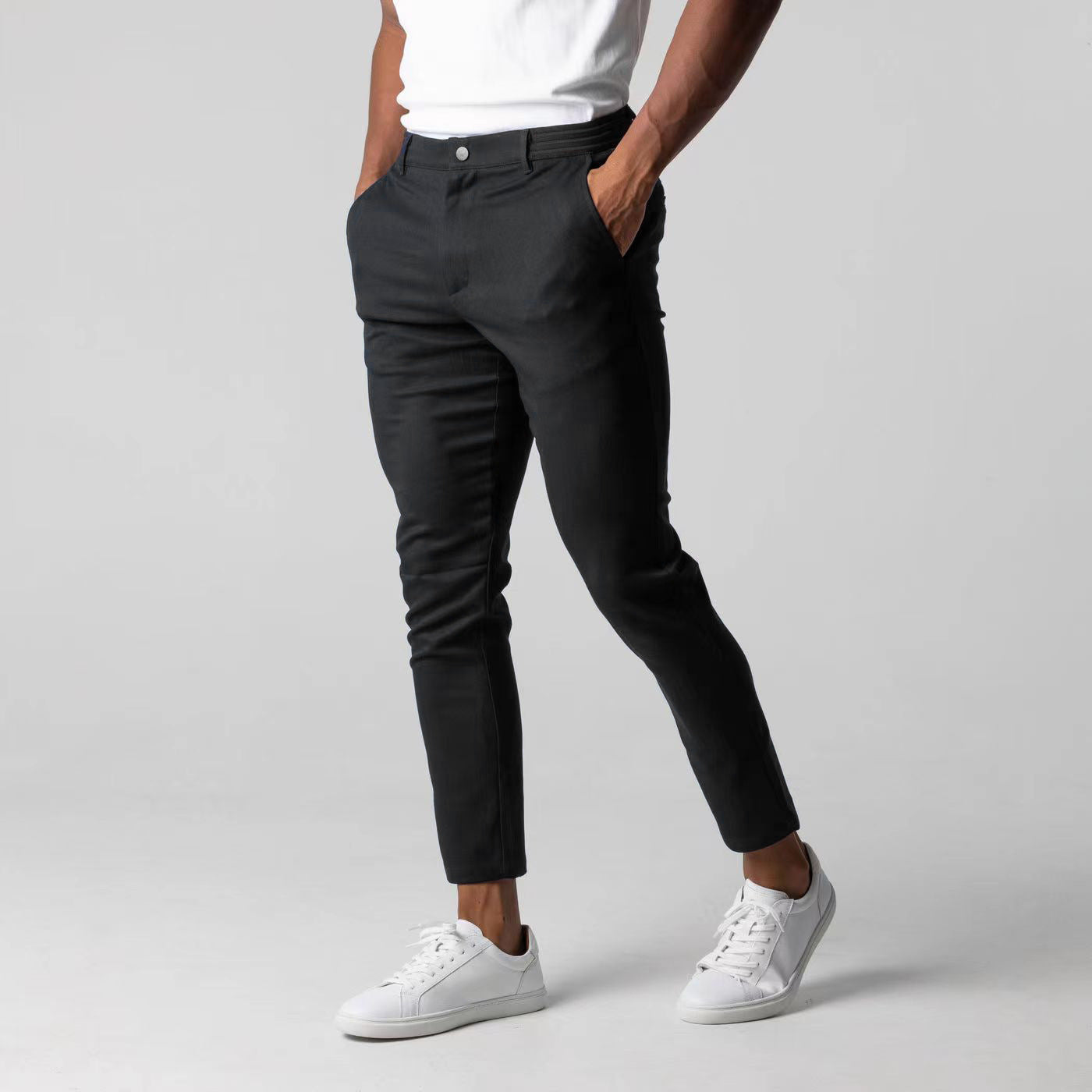 Comfortable Solid Color Pants Elegant Slim Fit