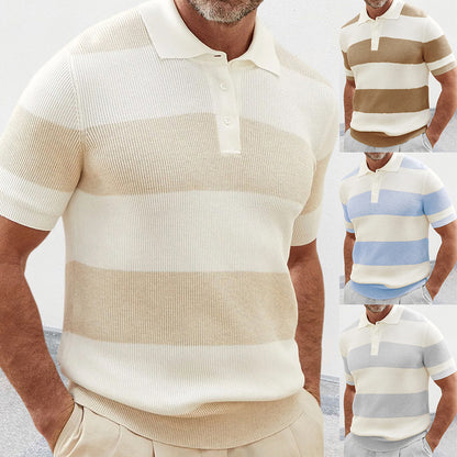 Mens Lapel Sweater Short Sleeve