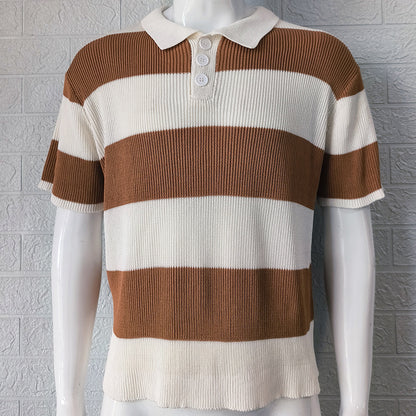 Mens Lapel Sweater Short Sleeve