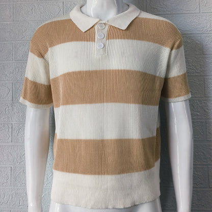 Mens Lapel Sweater Short Sleeve
