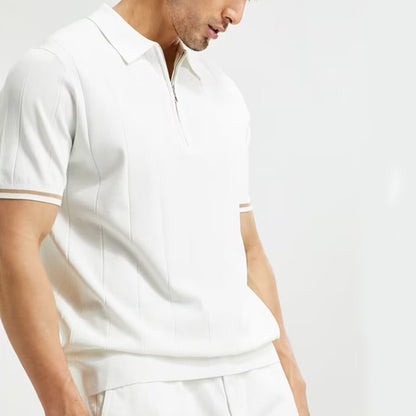 Short-sleeved Polo Shirt Lapel Zipper