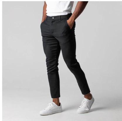 Comfortable Solid Color Pants Elegant Slim Fit