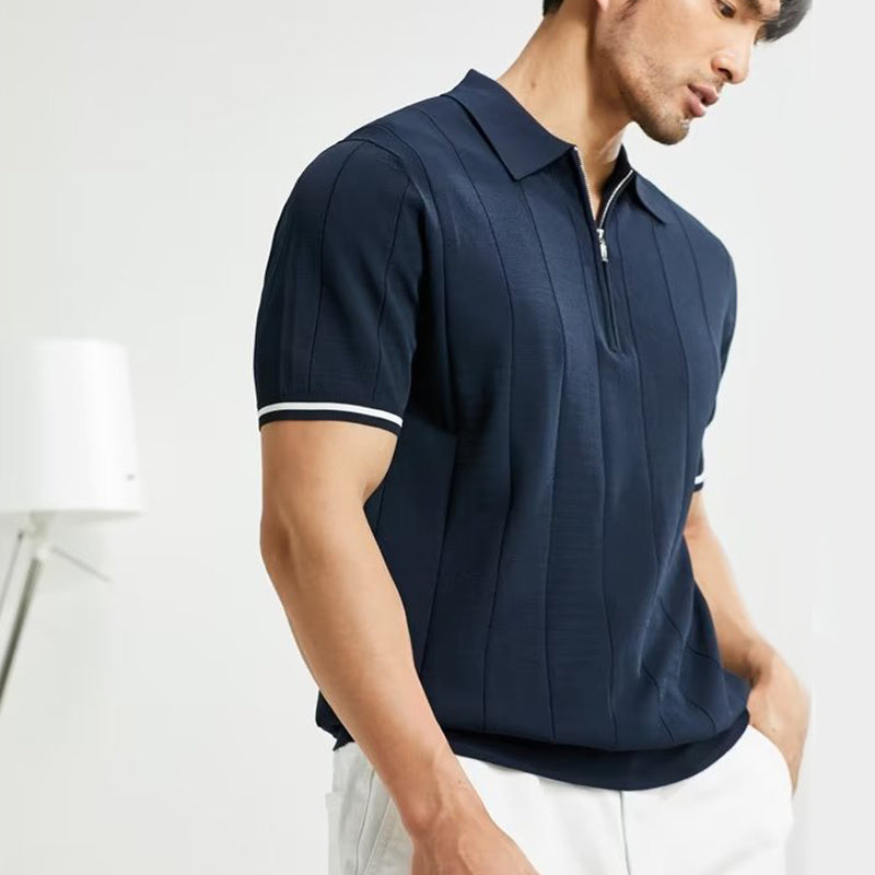 Short-sleeved Polo Shirt Lapel Zipper