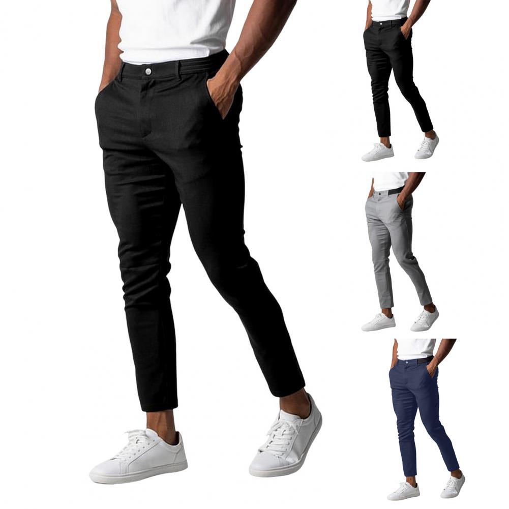 Comfortable Solid Color Pants Elegant Slim Fit