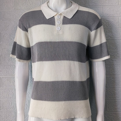 Mens Lapel Sweater Short Sleeve